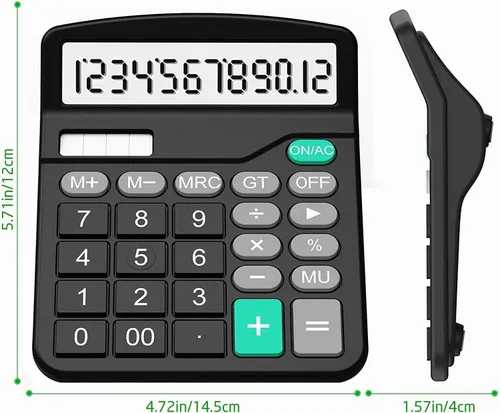 Vista 4 de Calculadora, Splaks - Calculadoras de escritorio funcionales estándar, batería solar y AA, calculadoras electrónicas de oficina de doble potencia