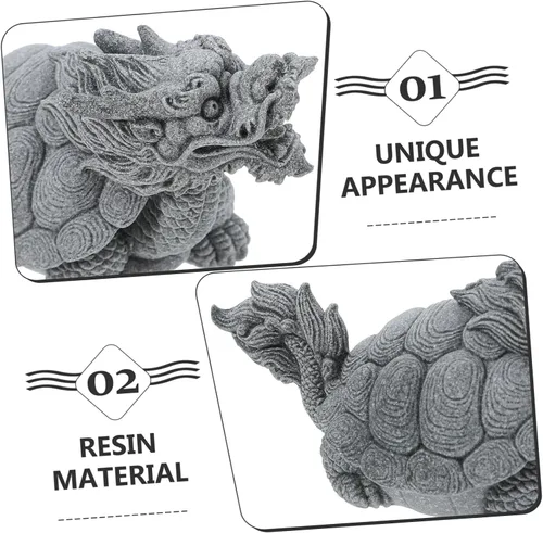 Vista 3 de Toddmomy Decoración para el hogar, figura de tortuga, estatua decorativa de tortuga para pecera, adorno de prosperidad asiática gris