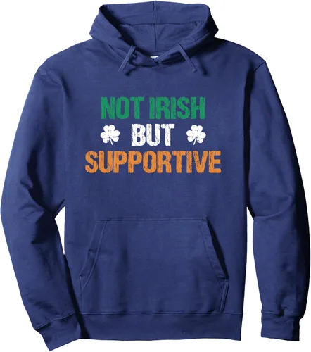 Vista 5 de Not Irish But Support Funny Apparel Vintage Irreland Irish Sudadera con capucha, Negro