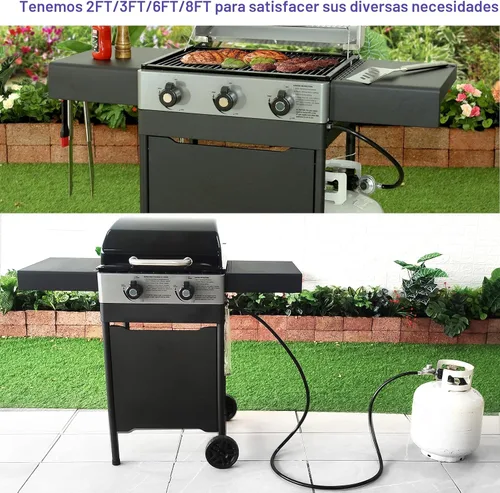 Vista 5 de Regulador y manguera de parrilla de gas propano de 2 pies, repuesto para Weber, Charbroil, parrilla Nexgrill, calentador de patio de propano