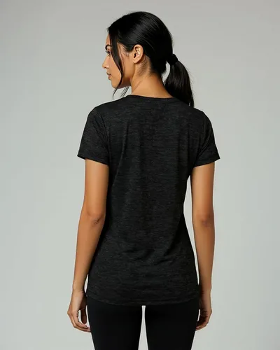 Vista 6 de Real Essentials Paquete de 5 Camiseta de Entrenamiento de Manga Corta con Cuello en V de Ajuste Seco para Mujer - Camiseta de Fitness Gimnasio