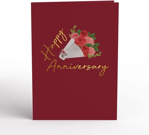 Vista 3 de Lovepop Tarjeta de feliz aniversario Tarjeta desplegable 3D de rosas románticas para esposa, marido o pareja Regalo único de boda o celebración