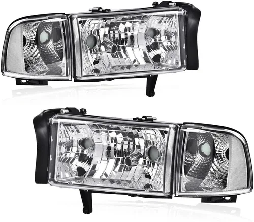 Vista 21 de PIT66 Conjunto de faros LED para Dodge Ram 1500 2500 3500 1994-2002 Reflector ámbar con carcasa negra