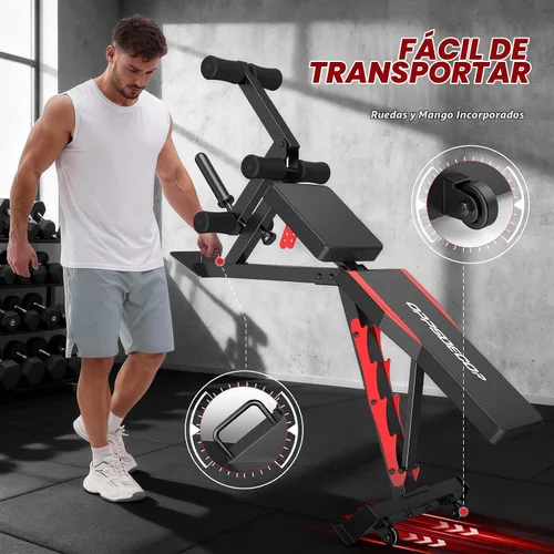 Vista 5 de OPPSDECOR 1200LBS Weight Bench with Wide-Range Leg Extension & Curl (Full ROM), Adjustable Workout Bench Press with Wheels & Handle, Incline/Flat