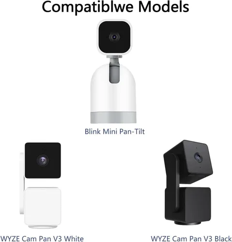 Vista 5 de Soporte de pared ajustable compatible con WYZE Cam Pan V3/V4/V2 Blink Mini cámara panorámica, rotación de ángulos de 180 grados para pared
