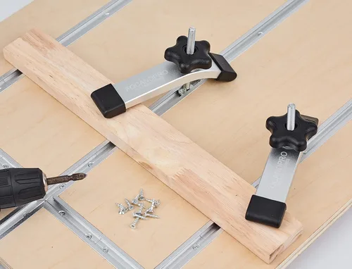 Vista 6 de T Track Kit de intersección de 3 pulgadas con tornillos para madera, perfil de doble corte con orificios de montaje preperforados, carpintería