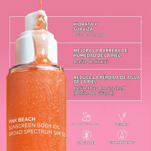 Vista 8 de Saltair Aceite Corporal SPF - Protector solar de amplio espectro SPF 50 PA++++. Aceite seco ligero con protección solar y extractos hidratantes