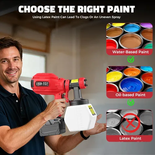 Vista 5 de DIYtoolifz - Pulverizador de pintura inalámbrico compatible con batería Milwaukee 18V, pistola de pintura eléctrica de 40.6 fl. oz con 4 boquillas
