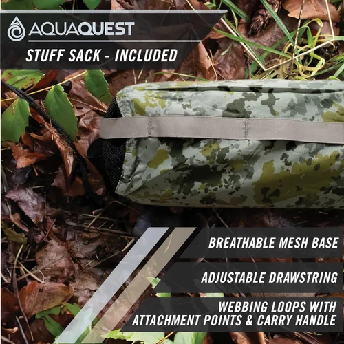 Vista 4 de AquaQuest Lona Safari – Ligera impermeable (0.197 in) con costuras selladas Ripstop para mochileros, senderismo y camping en hamacas