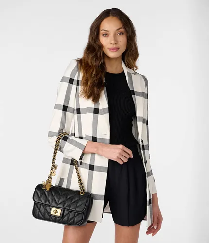 Vista 2 de Karl Lagerfeld Paris Windowpane - Chaqueta suave de manga larga para mujer