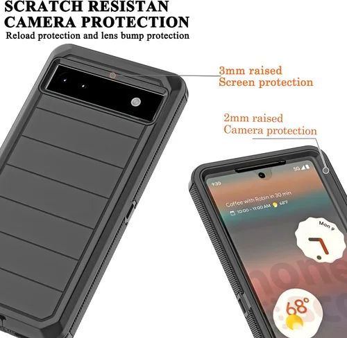 Vista 4 de YmhxcY Funda para Pixel 6A (sin protector de pantalla) con funda duradera de 3 capas a prueba de caídas, protección contra caídas, funda de goma