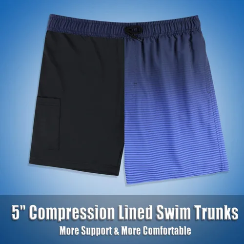 Vista 6 de MILANKERR 5.5 inch 7 inch Mens Swim Trunks with Compression Liner,Mens Bathing Suit Quick Dry Stretch Swimming Trunks for Men
