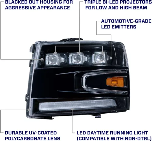 Vista 5 de Form Lighting Faros Delanteros Proyectores LED Secuenciales compatibles con Chevrolet Silverado 2007-2013 (par)