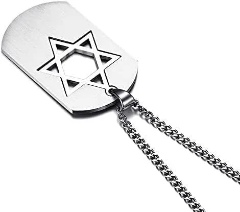Vista 6 de Collar con colgante de estrella de David para hombre, collar de amuleto de estrella de David de seis puntas con símbolo de estrella de David