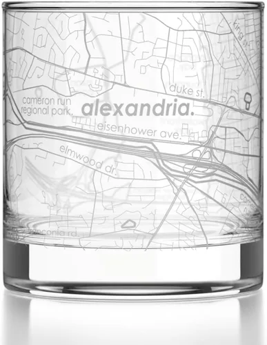 Vista 116 de Well Told Vaso de rocas grabado con mapa de Akron, Ohio, cristalería estilo antiguo (325ml, transparente) Vaso de bourbon grabado, regalos