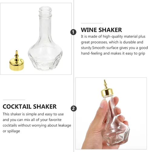 Vista 6 de Bitters - Coctelera de vidrio con tapa dorada, acero inoxidable, 1.69 onzas para beber solo, juegos de herramientas de bar (0.1 fl oz)