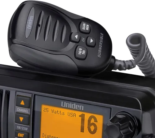 Vista 7 de Uniden UM435BK Advanced Fixed Mount VHF Marine Radio, todos los canales marinos estadounidenses/internacionales/canadienses incluyendo nuevos Negro