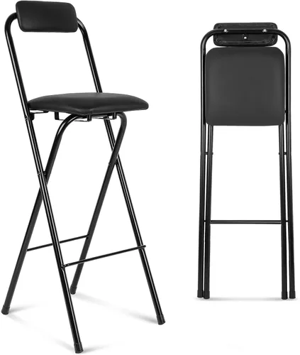 Vista 10 de Thyle 1 pieza de taburete de bar plegable con respaldo, taburete alto plegable portátil, silla de bar plegable de altura de encimera, asiento