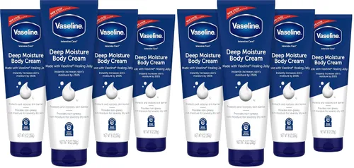 Vista 8 de Vaseline Crema corporal de cuidado intensivo de humedad profunda, paquete de 4 con gelatina de petróleo curativa y vitamina E rica y suave para piel