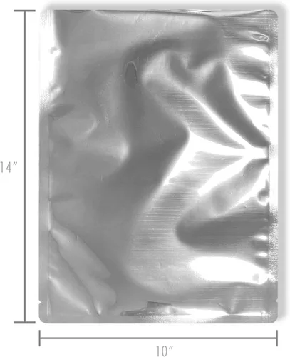 Vista 2 de PackFreshUSA: Bolsas de Mylar auténticas de un galón (10 x 14 pulgadas) – Paquetes absorbentes de oxígeno de alta capacidad de 500 cc – Esquinas