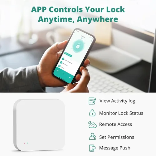 Vista 4 de Tuya WiFi Gateway para DS10 Pro Cerradura de puerta de entrada sin llave Puerta de enlace WiFi de cerrojo inteligente, control remoto, compatible