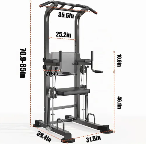 Vista 5 de SogesHome Power Tower Pull Up Bar Station Height Adjustable Assistive Rack