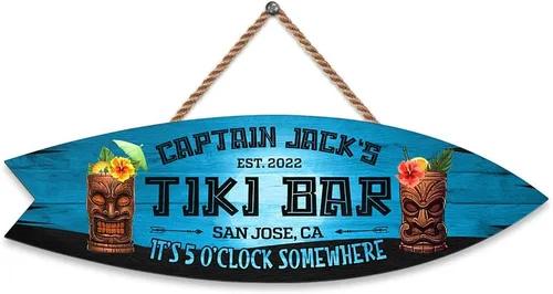Vista 15 de Artsy Woodsy Letrero de madera personalizado con estampado de barra Tiki (no tallado ni neón), decoración de verano, cartel de piscina, patio