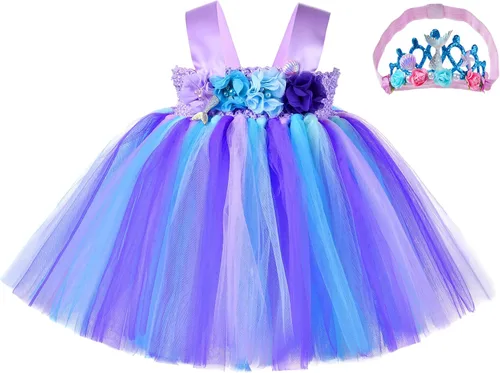 Vista 7 de PinkBeautiM Toddler Girls Party Tutu Dress with Headband Unicorn Mermaid Tulle Costume for Infant Girl 6-24 Months
