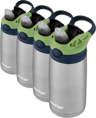 Vista 10 de Contigo Botella de agua de acero inoxidable para niños con popote AUTOSPOUT rediseñado, 13 onzas, arándano y manzana verde, fácil de limpiar, sin BPA