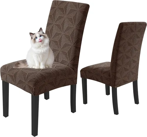 Vista 26 de YEMYHOM Funda elástica para silla con respaldo de 1 pieza con diseño jacquard más reciente, funda para silla con respaldo antideslizante, protector