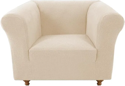 Vista 19 de Funda elástica Chesterfield para sofá, funda de tela jacquard para sofá biplaza de 2 cojines, protector de muebles antideslizante resistente a