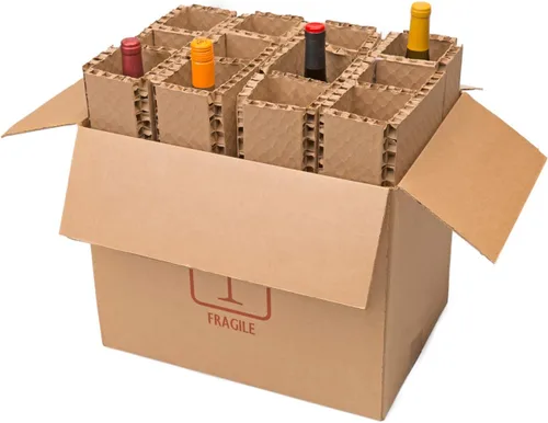 Vista 4 de U-Haul Kit corrugado de envío, mudanza y embalaje de vino de 3 botellas - Incluye una caja de 12-1/8" x 4-5/8" x 14-1/2" e insertos de protección