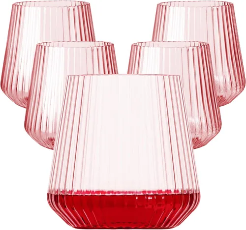 Vista 17 de Lueumxc Paquete de 40 copas de vino de plástico, vasos de vino desechables de origami de 12 onzas, vasos de cóctel de plástico transparente