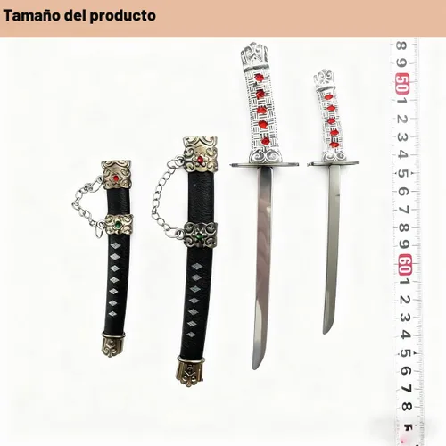 Vista 2 de 2 unids/set mini japonés samurai katana espada con soporte de exhibición sobre abridor cuchillo de metal carta de apertura cuchillo 8.3 pulgadas