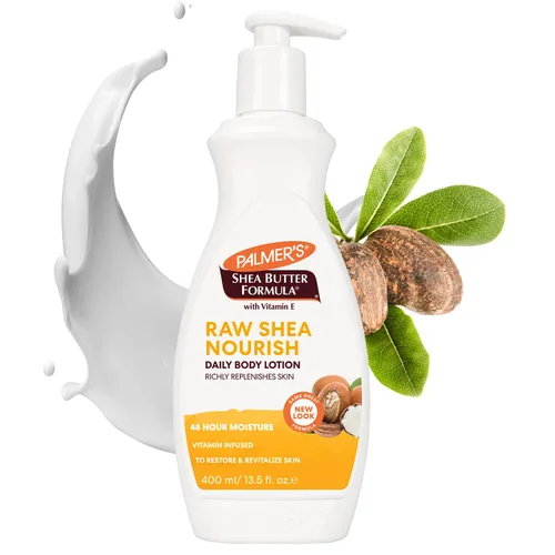 Vista 10 de Palmer's Fórmula de Karité Loción Corporal de Karité Pura, Botella con Bomba, 13.5 Onzas A nourishing daily hand & body moisturizer with Vitamin E