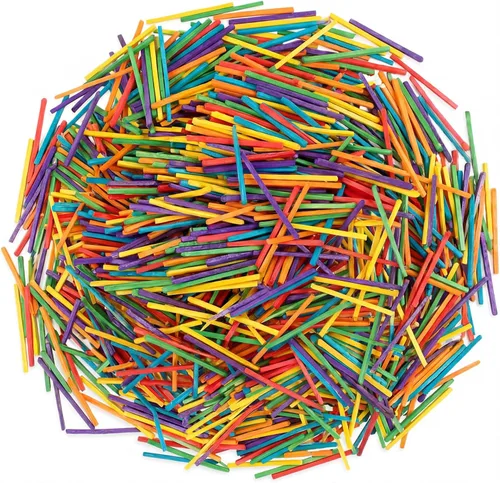 Vista 7 de Geetery 500 palillos coloridos para manualidades, 2 x 0.1 pulgadas, palillos de madera a juego para niños, adultos, manualidades, proyectos
