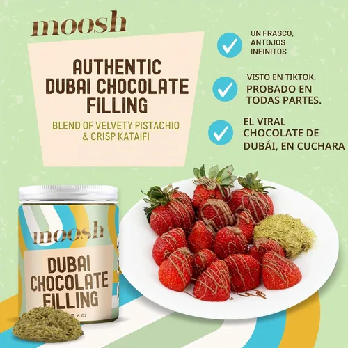 Vista 4 de Moosh Relleno de barra de chocolate Dubai: pistacho viral y Kataifi para postres, tostadas y dulces (6 onzas)