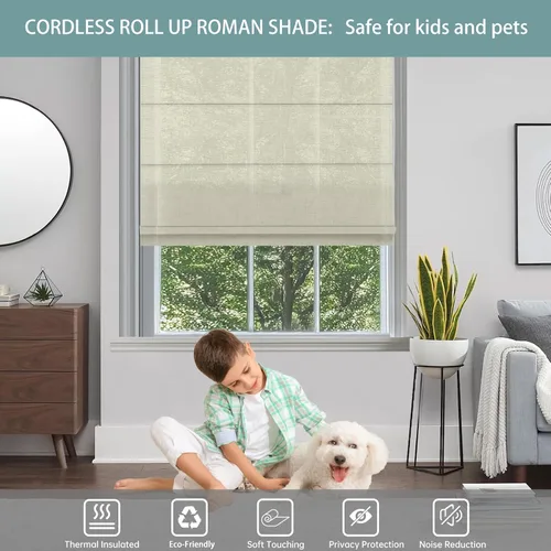 Vista 3 de Changshade Persianas romanas sin cordón para ventanas, sin herramientas, persianas romanas de tamaño personalizado, filtro de luz, persianas Beige