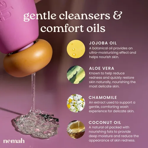 Vista 3 de Nemah Jabón y champú para bebés, lavado de bebé 2 en 1 para cabello y cuerpo, champú sin lágrimas y gel de baño con manzanilla, aloe vera y aceite