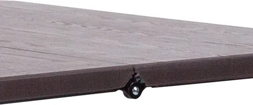 Vista 7 de EMMA + OLIVER Mesa plegable cuadrada de plástico de grano de madera marrón de 2.83 pies con mango