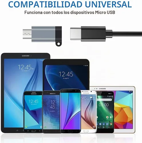 Vista 5 de Adaptador USB C a Micro USB, (paquete de 4) tipo C hembra a micro USB macho Conector de conversión con llavero de carga y sincronización de datos
