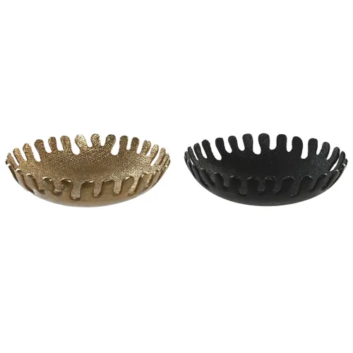 Vista 2 de Centro de Mesa DKD Home Decor Negro Dorado Aluminio 32 x 32 x 9 cm (2 Unidades)