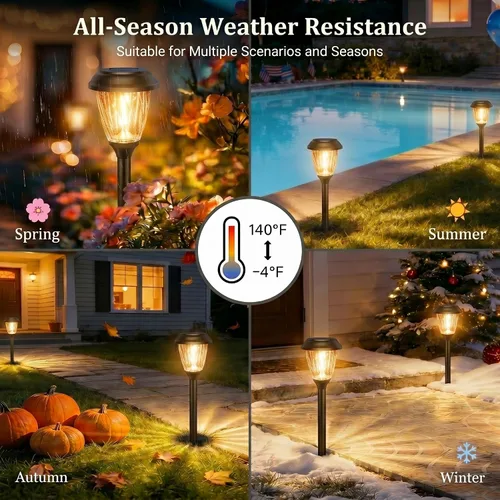 Vista 6 de XMCOSY+ Luces solares de camino para exteriores, luces solares de vidrio blanco cálido de 10/25 lm para patio y pasarela, iluminación de paisaje