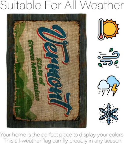 Vista 6 de Americana Home & Garden Vermont Vintage Burlap Garden House Flag Set Regional States American Territories Republic Country Particular Area