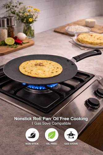 Vista 3 de Roti Pan antiadherente Chapati Tawa Roti Tawa Paratha Tawa Panel de aluminio Grosor 2,6 MM Tortilla Pan Dosa Tava Plancha Pancake