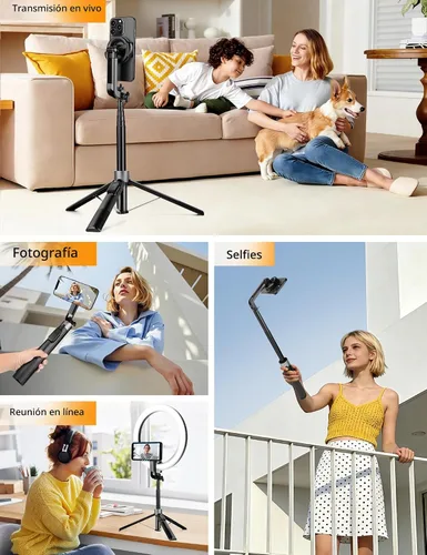 Vista 7 de Trípode magnético para teléfono de 70 pulgadas, trípode para selfie stick para iPhone Magsafe con control remoto recargable y soporte magnético 2