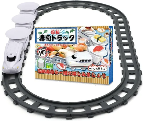Vista 2 de Tren de Sushi Mesa Giratoria Tren de Comida Tren Eléctrico a Batería Juguete de Tren Platos Japoneses de Sashimi Bandeja para Servir Sushi Pista