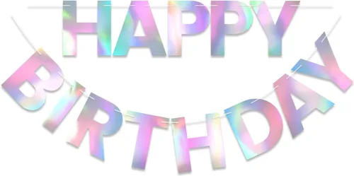 Vista 19 de Pancarta de Feliz Cumpleaños con Purpurina Negra - 9 pies Pre-Ensartada Sin Bricolaje Cartel de Fondo para Fiestas, Adultos, Niños, Mujeres