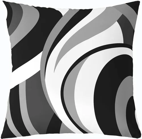 Vista 46 de Funda de almohada moderna con estampado de líneas geométricas de doble cara de 16 x 16 pulgadas, funda de almohada cuadrada suave con remolinos