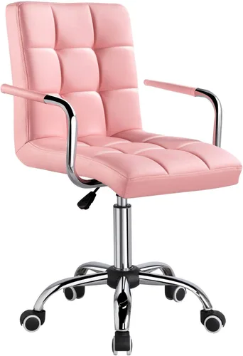 Vista 12 de Yaheetech - Silla de escritorio - Silla de oficina con brazos/ruedas para estudiantes, giratoria, de piel sintética, para computadora en casa